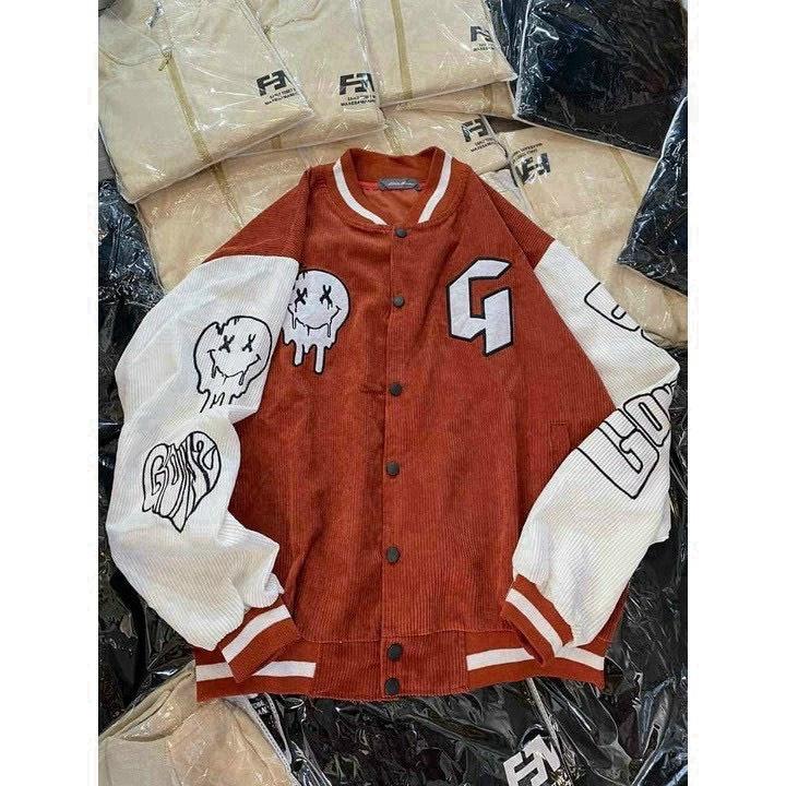 Áo khoác bomber NHUNG TĂM bóng chày MẶT CƯỜI THỜI TRANG GENZ HOT TREND 2022