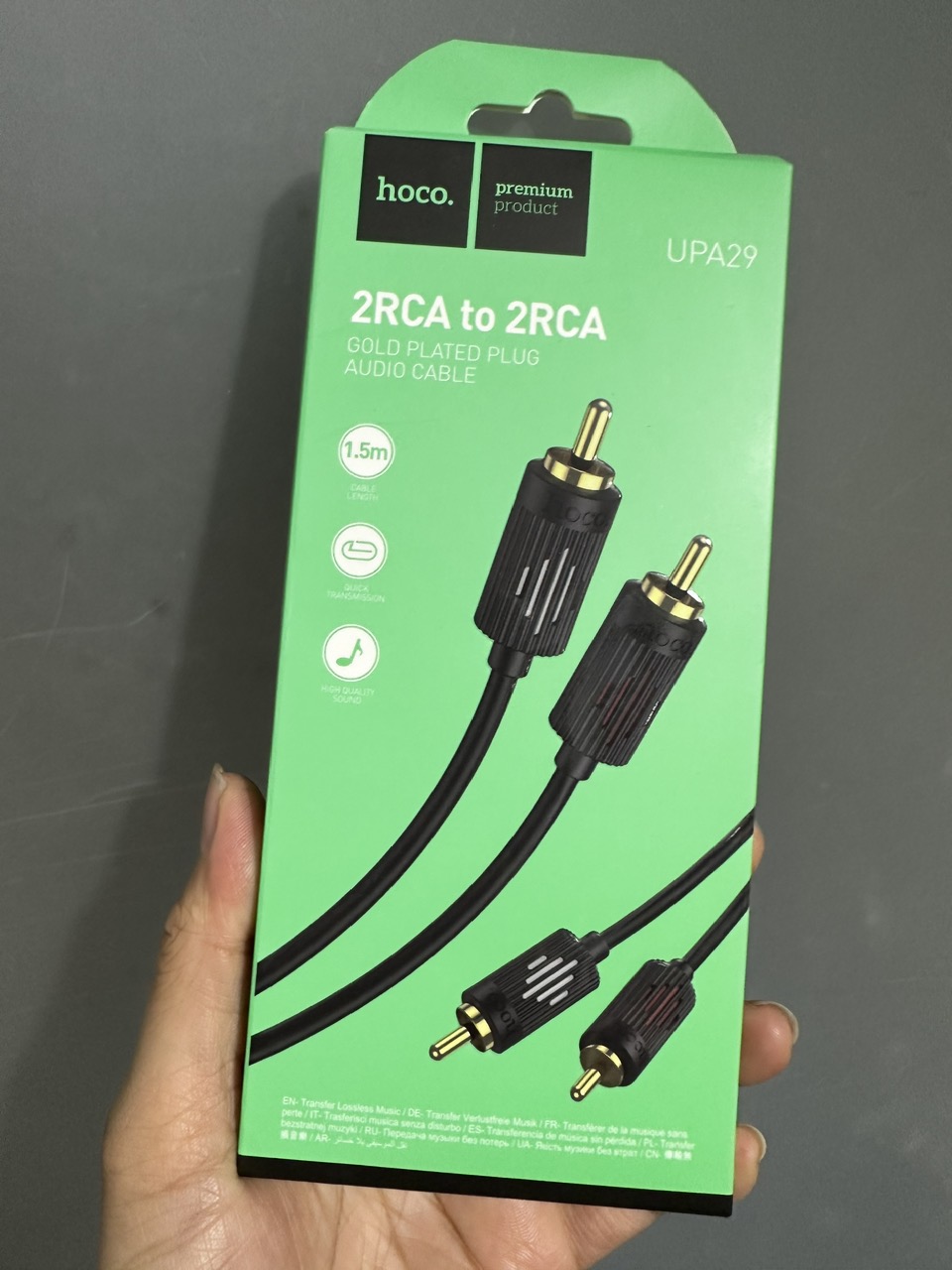 Dây âm thanh bông sen 4 đầu 2 RCA male ra 2 RCA male cho TV DVD loa hoco UPA29 _ Hàng chính hãng