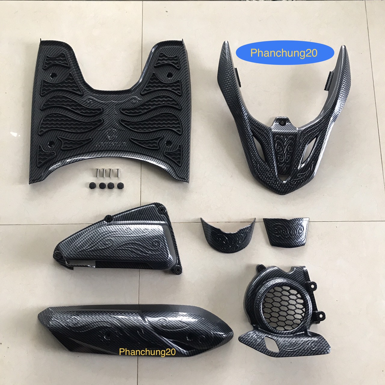 COMBO BỘ ỐP PHỤ KIỆN TRANG TRÍ DÙNG CHO XE VISION 2021 2022 2023 CACBON