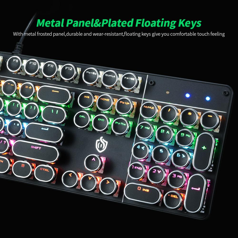 Bàn phím cơ có dây HJK900-7 với 104 phím hiệu ứng đèn nền cho máy tính xách tay / PC