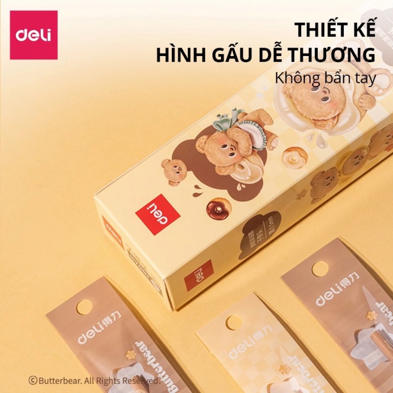 Ngòi Bút Gel Deli Gấu Bơ 0.5mm Màu Đen HY007