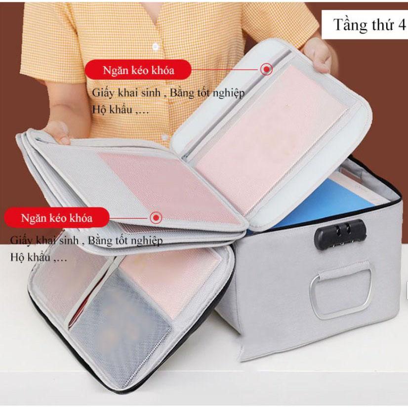 Cặp đựng tài liệu giấy tờ 5 tầng khóa mật khẩu Document Home Safe - AsiaMart