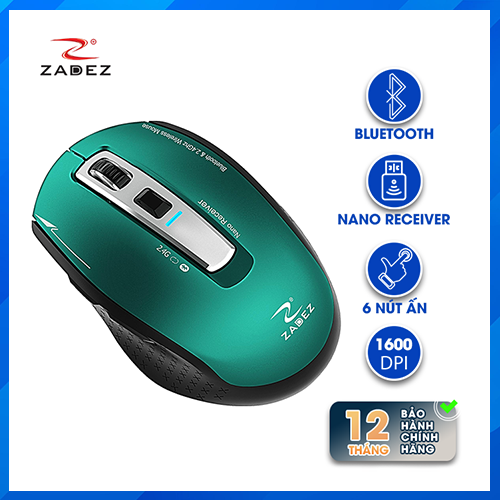 Chuột Bluetooth Zadez M350 – Hàng Chính Hãng – Xanh Lá