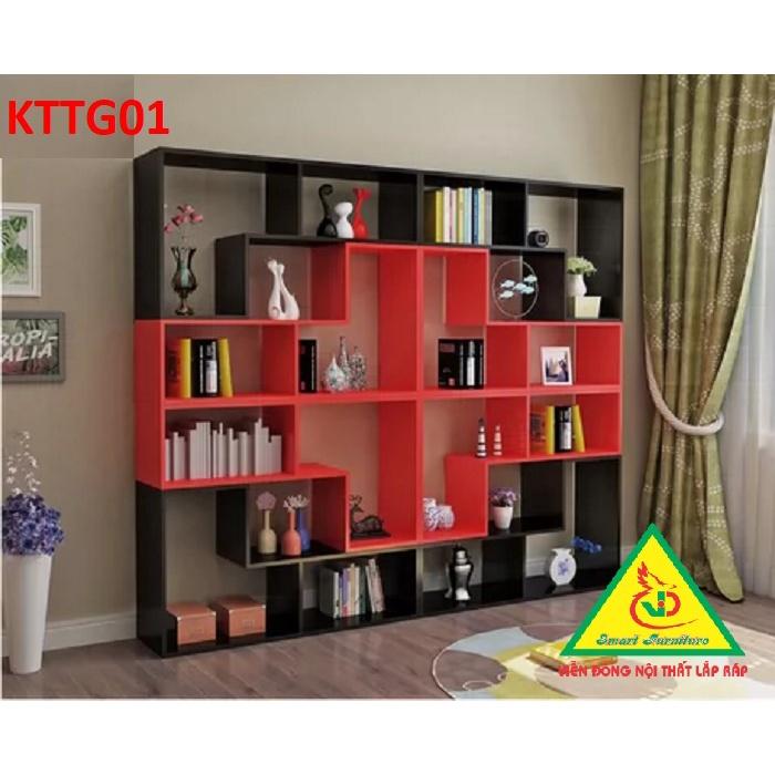 Kệ sách gỗ để sàn, kệ sách tự đứng KTTG01 ( Bộ gồm 8 kệ L) - Nội thất lắp ráp Viễn Đông Adv