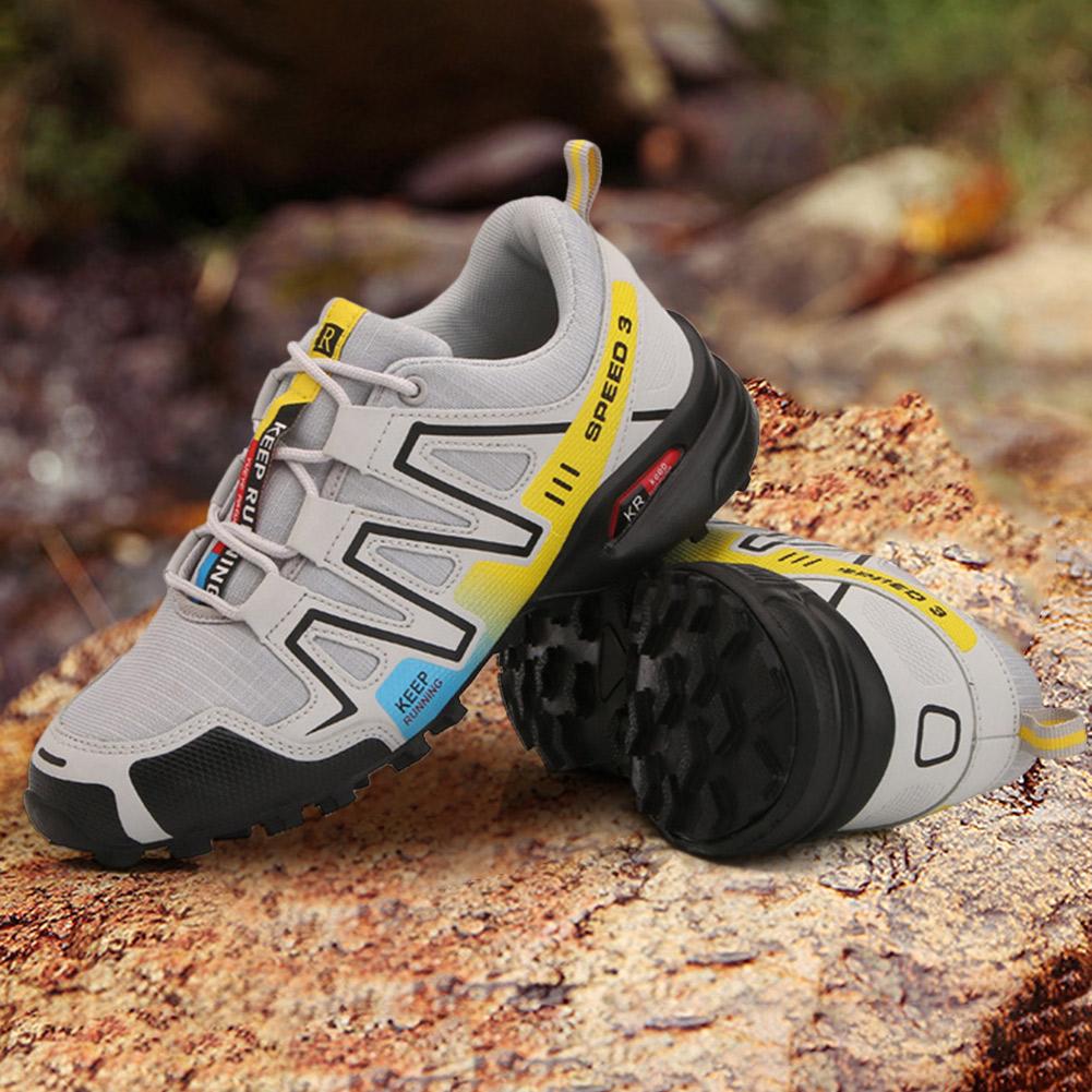 Cao Su Giày Sneaker Nam Chống Trượt Leo Núi Giày Chịu Mài Mòn Người Giày Thun Dây Giày Leo Núi Thể Thao Color: Gray orange Shoe Size: 44