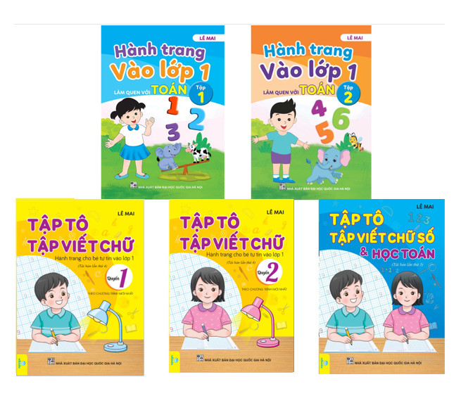 Sách - Combo 5 cuốn Tập tô tập viết chữ, số và học Toán, Hành trang vào lớp 1 - Lê Mai - ndbooks