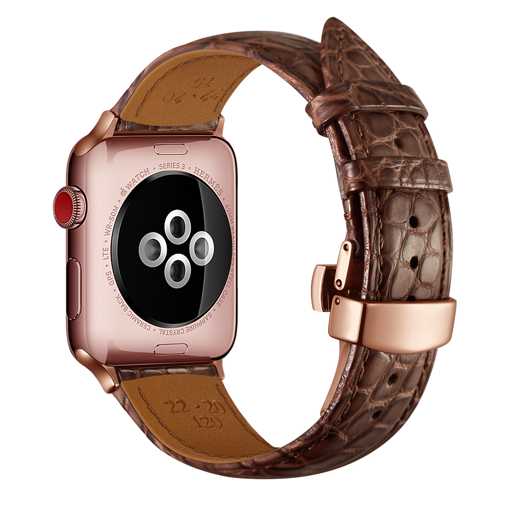 Dây Da Cá Sấu France Khóa Bướm Chống Gãy dành cho Apple Watch 38/40/41mm