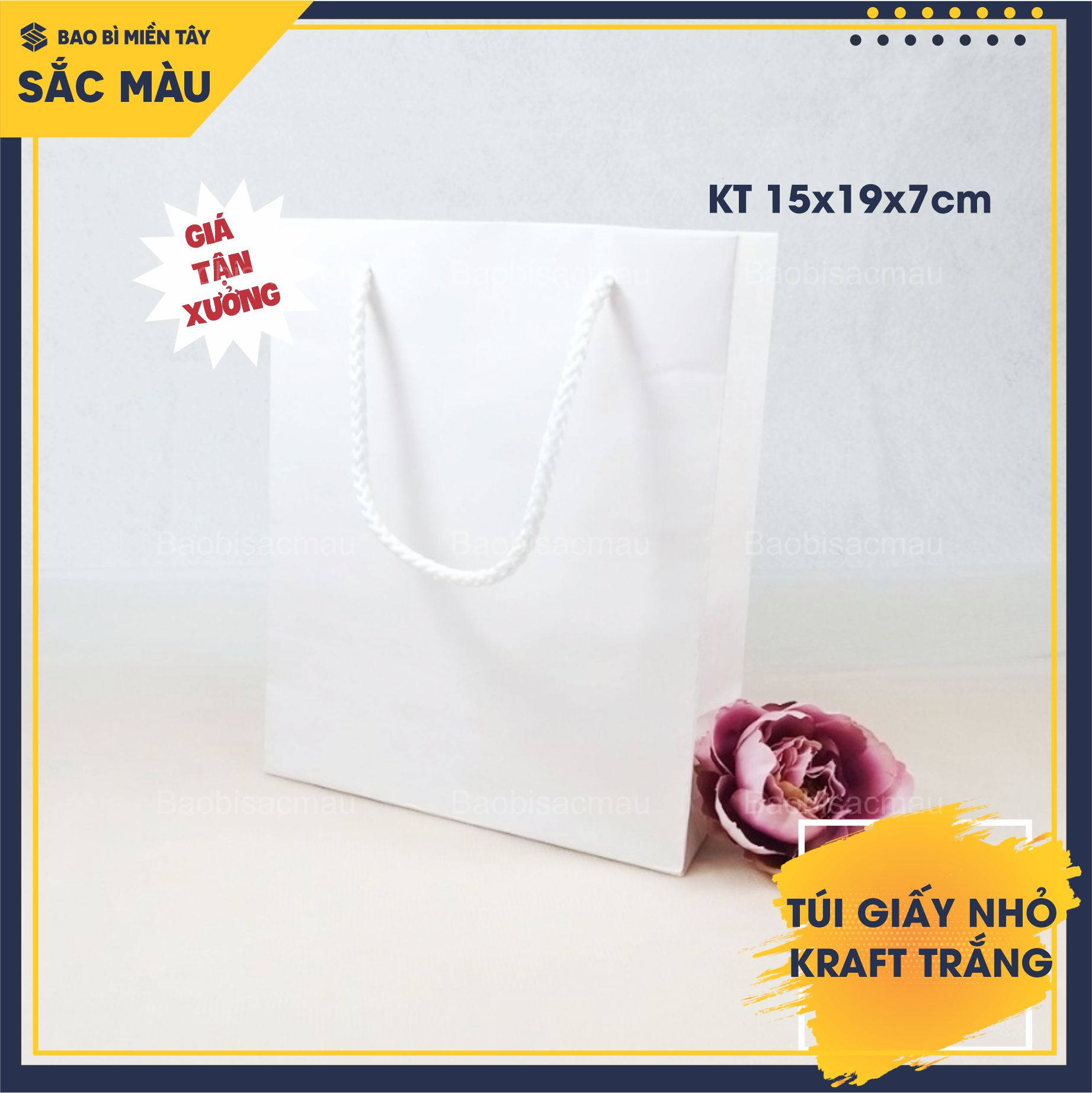 Sét 10 Túi Giấy Kraft Trắng xinh xắn nhiều kích thước