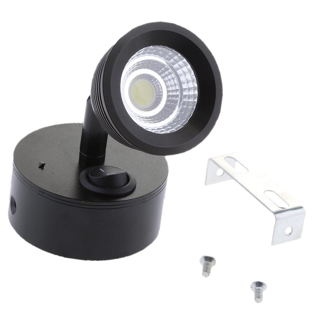 Boat 12V LED Reading Swivel Light 6000K Wall Mount for Marine Cabin RV Black