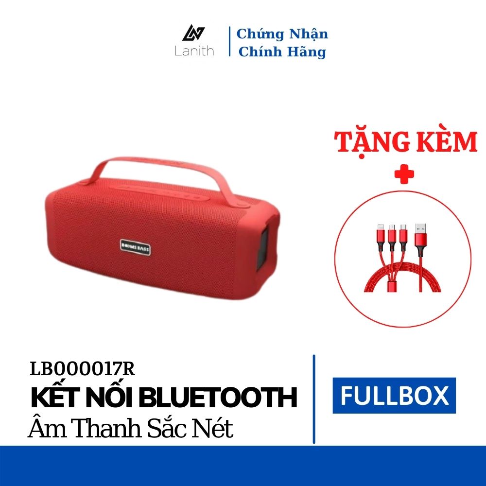 Loa bluetooth Lanith Booms Bass L17, Có Quai Xách – Tặng dây cáp sạc 3 đầu - Hỗ trợ thẻ nhớ, Bluetooth,audio 3.5mm – LB000017.CAP0001 - Hàng chính hãng