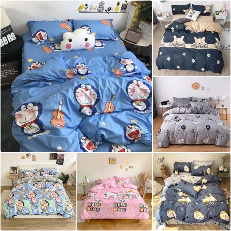 Bộ chăn ga gối hoạt hình Cotton Poly cao cấp LEEBedding, chăn ga Hàn Quốc, miễn phí bo chun ga giường theo yêu cầu