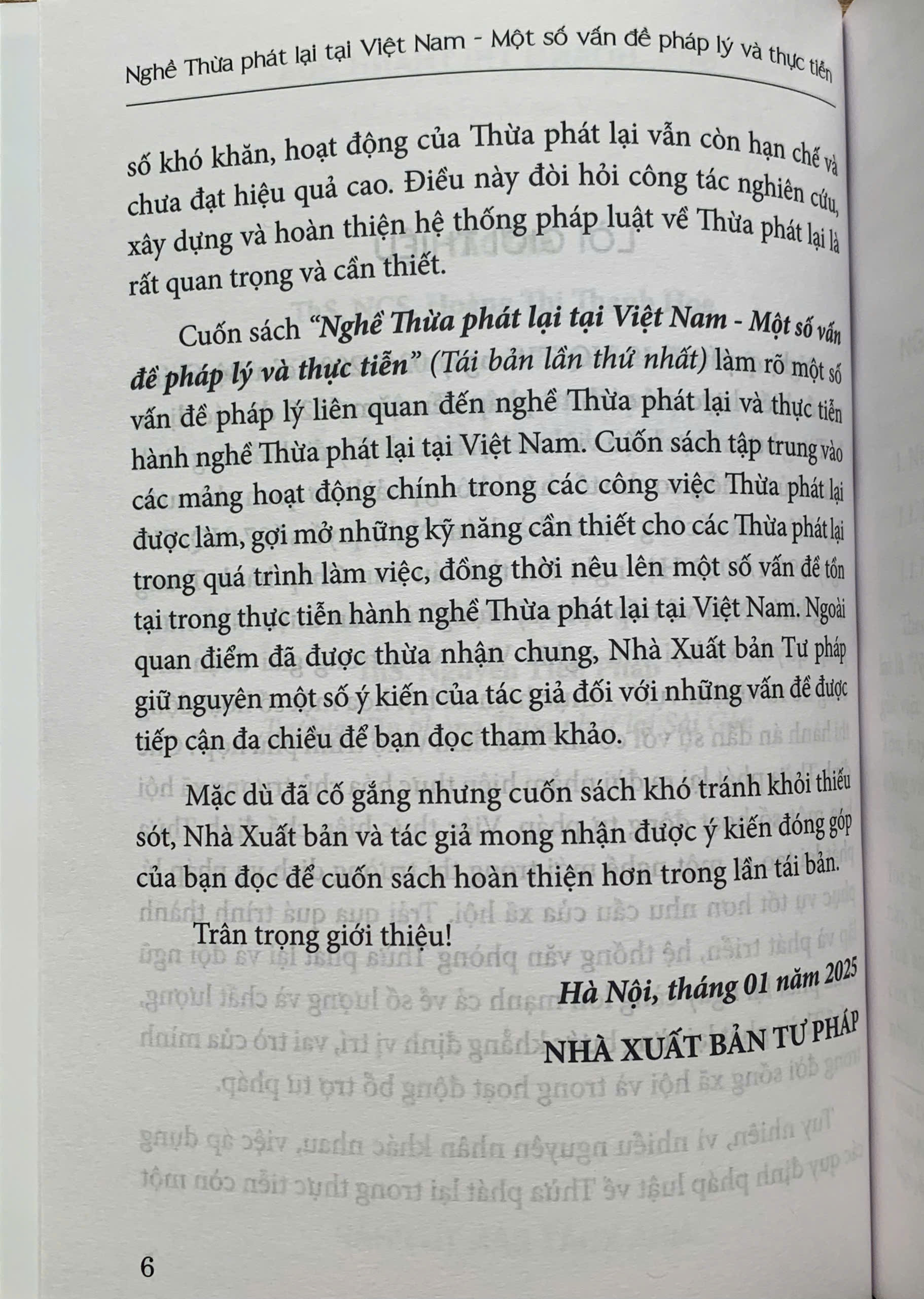 Nghề Thừa phát lại tại Việt Nam – Một số vấn đề pháp lý và thực tiễn (Tái bản lần thứ nhất)