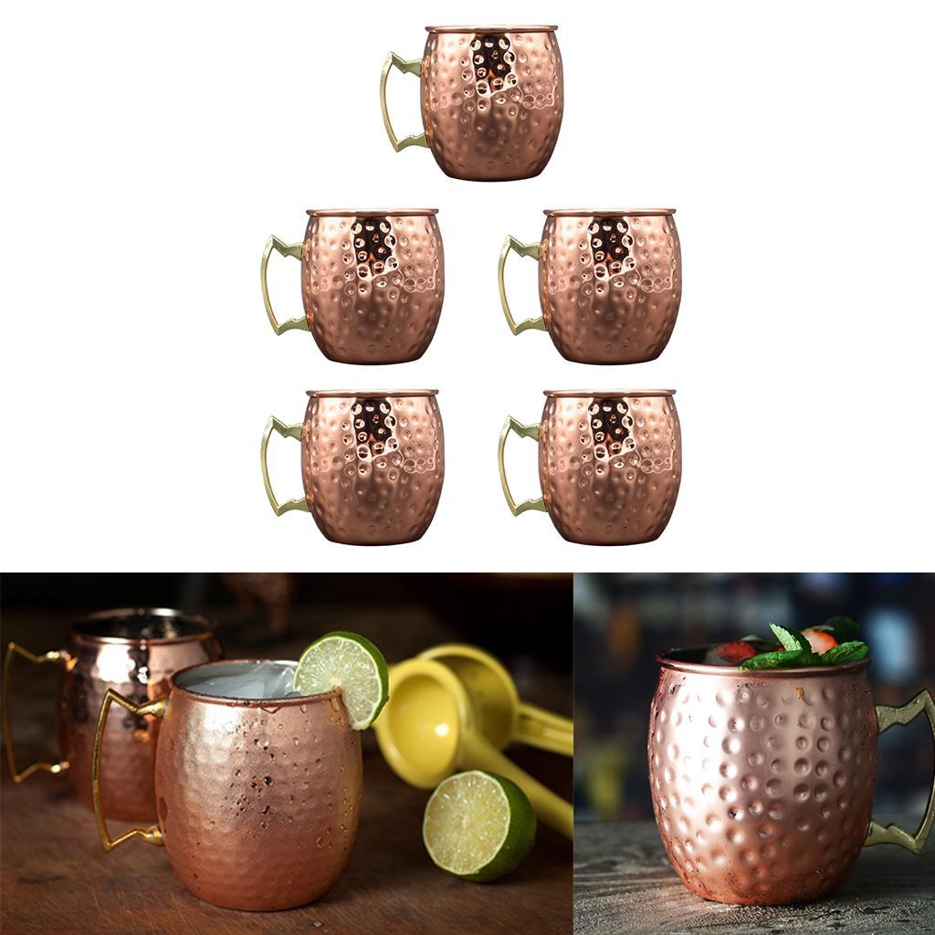 5 Pieces Stainless Steel Moscow Cup 530ml Coffee Cocktail Wine Drinking Gift