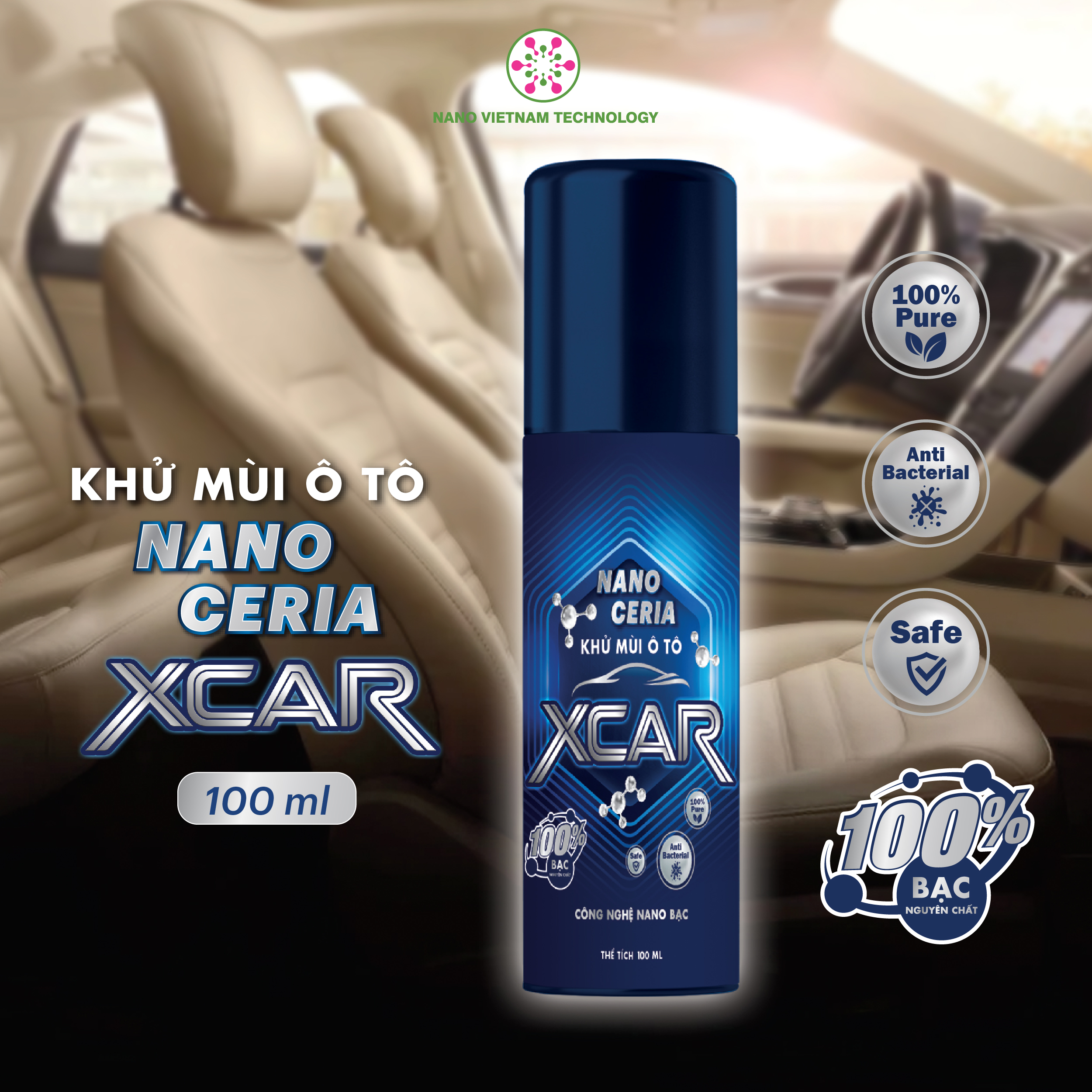 Dung dịch Nano Ceria xịt khử mùi ô tô Xcar 100ml