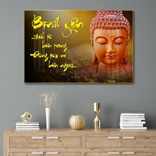 (CÓ ẢNH THẬT) Tranh treo tường trang trí decor phòng khách phòng thờ hình phật bình yên