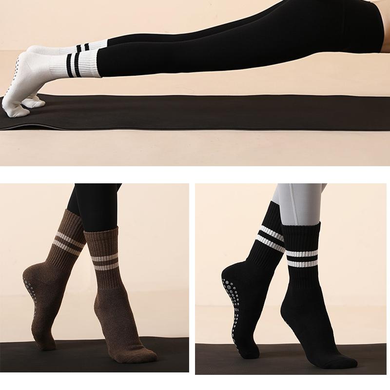 Vớ Yoga không trượt của phụ nữ với kẹp bông giữa bắp chân dài ấm thoáng khí nhảy múa thể dục thể thao tập thể dục ngoài trời Color: g