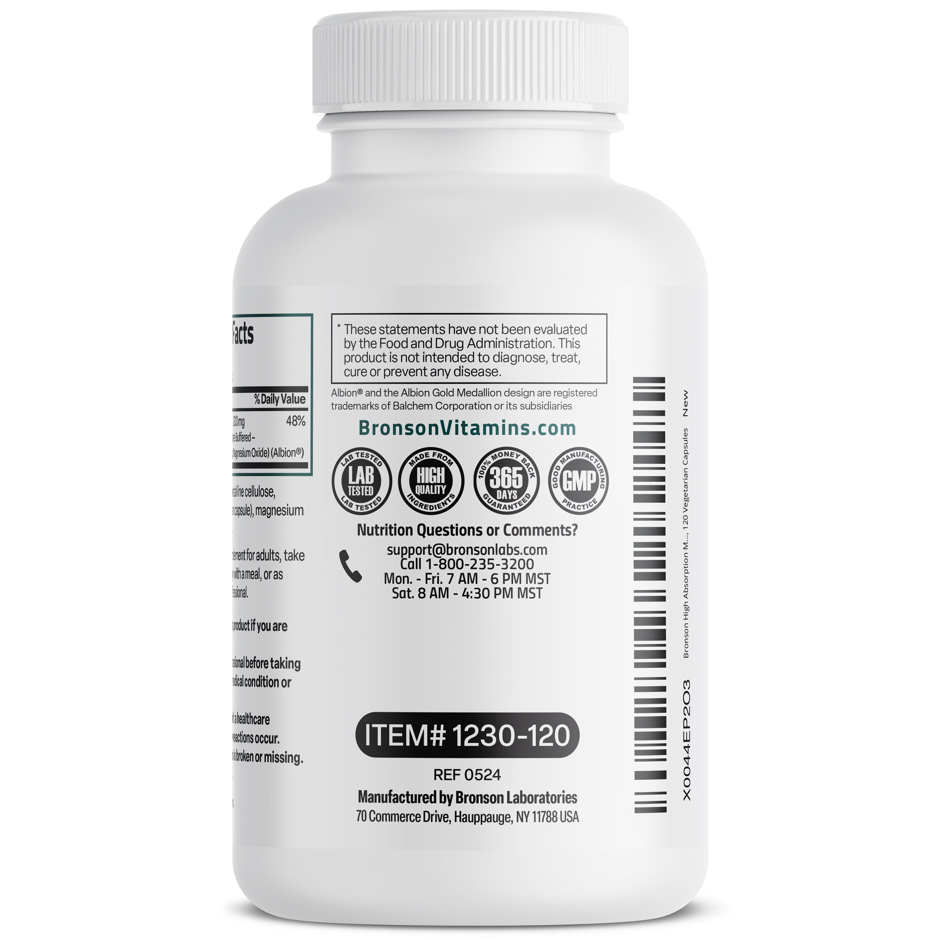 Bronson Magnesium Glycinate 200mg (120 Viên) - Giảm Nguy Cơ Tiểu Đường Hỗ Trợ Sức Khỏe Xương Khớp Của Mỹ