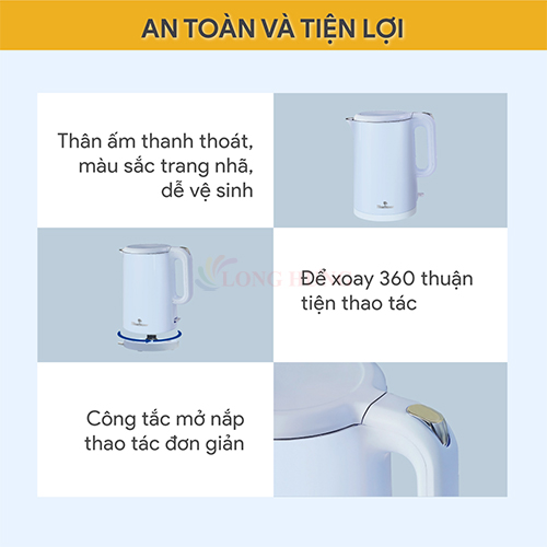 Bình đun siêu tốc Bluestone 1.5 lít KTB-3457 - Hàng chính hãng