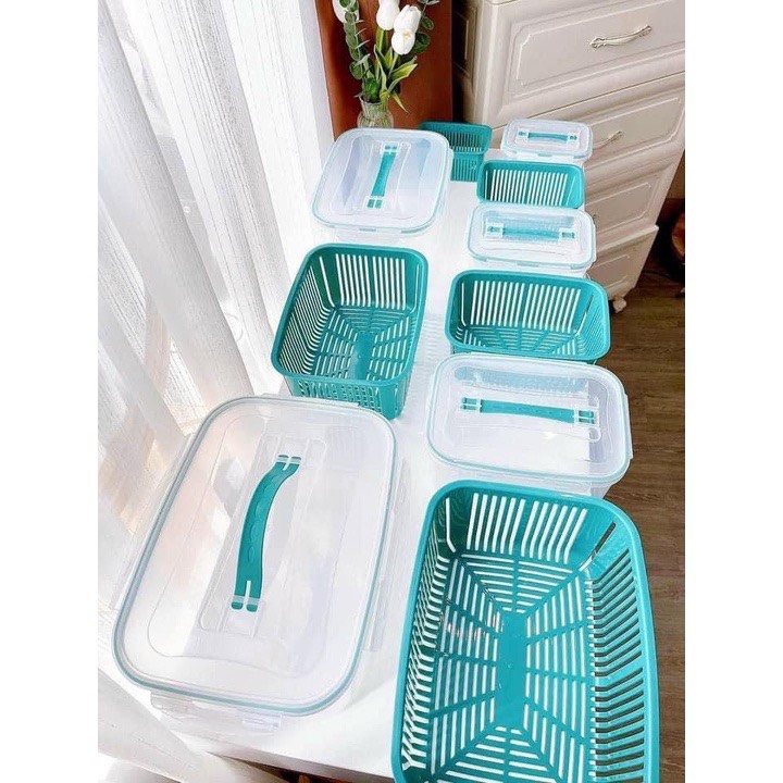 Set 5 hộp nhựa hút chân không đựng đồ tủ lạnh tiện dụng