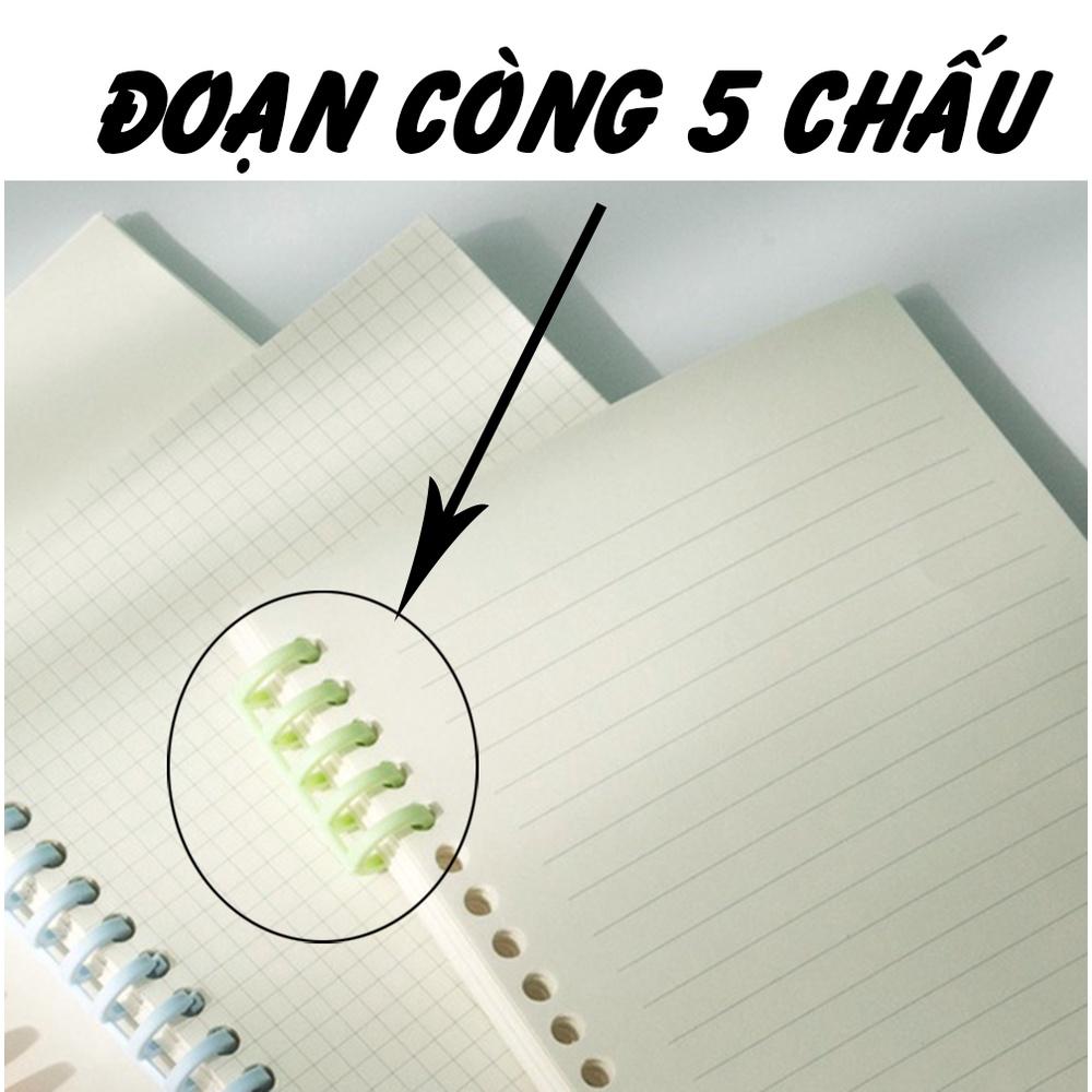 Thanh còng nhựa, bìa lá rời nhựa, ruột sổ còng giấy refill kẻ ngang caro chấm bi A4 A5 B5, phân trang