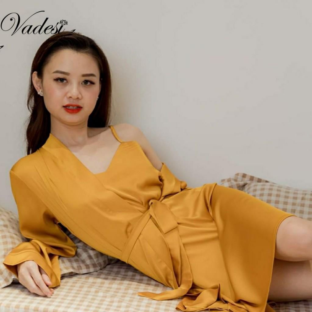 Set Đầm Ngủ Lụa Cao Cấp Vadesi, Váy Ngủ Luxury 2 Dây Lụa Tơ Mềm Mịn Phong Cách Nhật Sang Đẹp