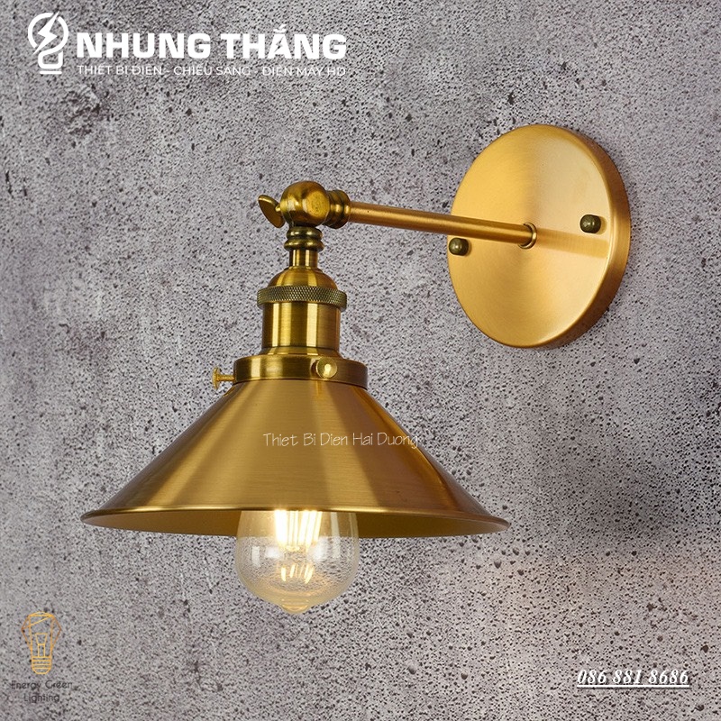 Đèn Treo Tường Đĩa Bay Lòng Sâu Thân Vàng Cao Cấp TN201-V - Decor Trang Trí Nhà Hàng , Quán Cafe Siêu Đẹp - Kèm Bóng T64