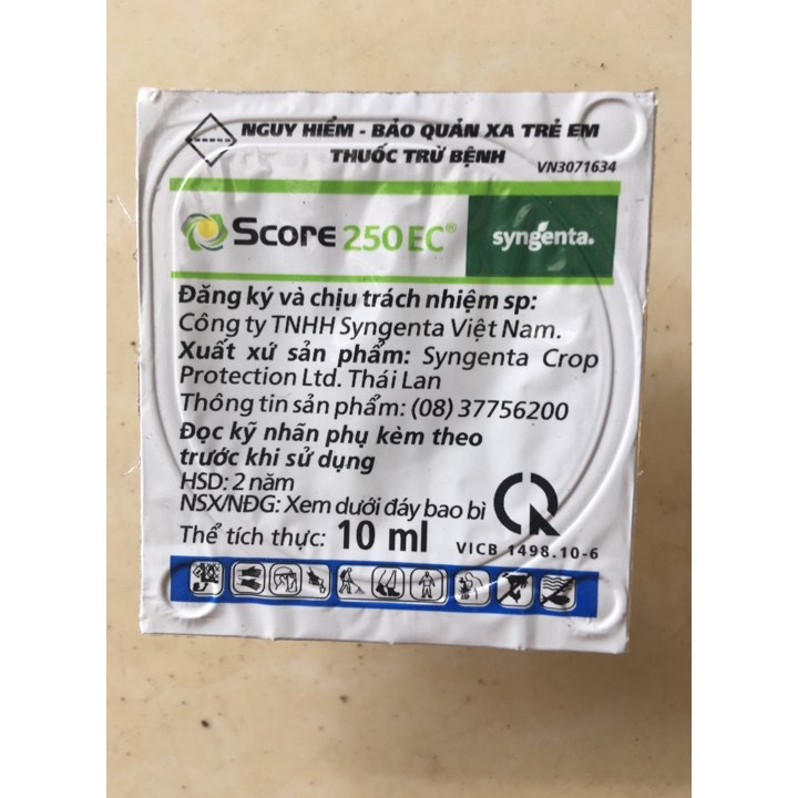 Thuốc đặc trị phấn trắng, đốm lá trên hoa cay cảnh SCORE 250EC 10ml