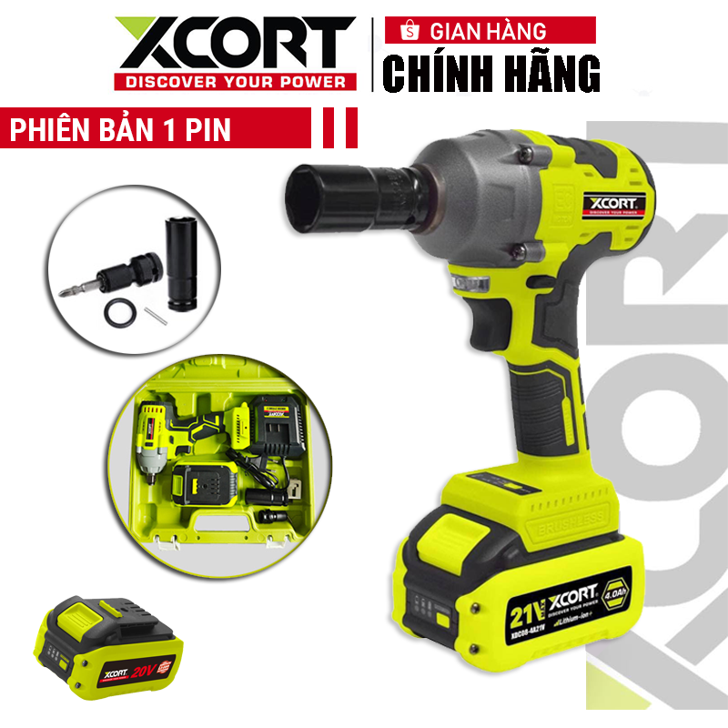 Máy siết bulong pin 350N.m 20VMAX XCORT Hộp nhựa kèm phụ kiện