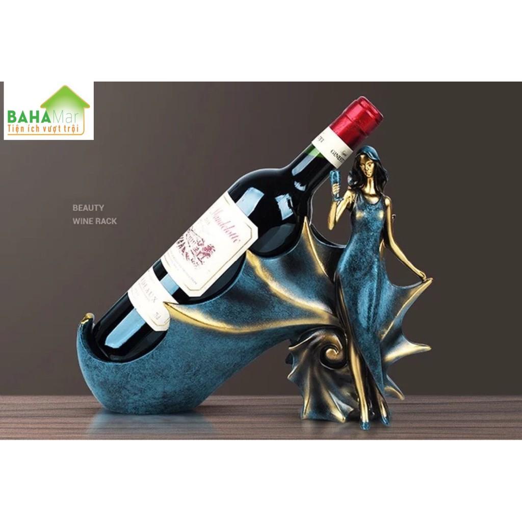 GIÁ ĐỂ CHAI VANG - TƯỢNG CÔ GÁI SAO BIỂN ĐỂ TỦ, BÀY BÀN TRANG TRÍ "BAHAMAR" thiết kế duyên dáng để đặt chai vang