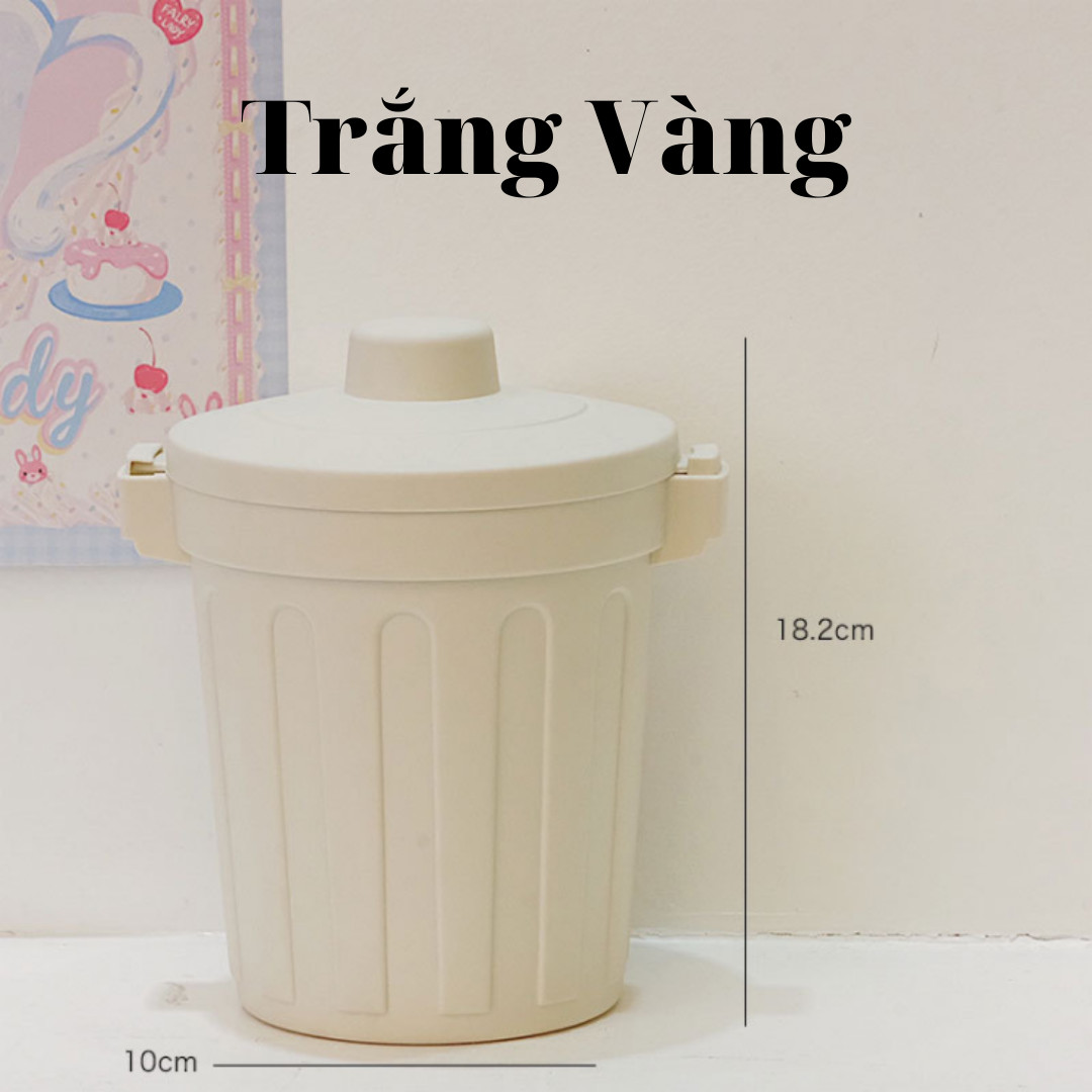 Thùng Rác Mini, Hộp Đựng Nhỏ Hình Chiếc Xô Để Bàn Học /Bàn Làm Việc Có Nắp Đậy Tiện Lợi