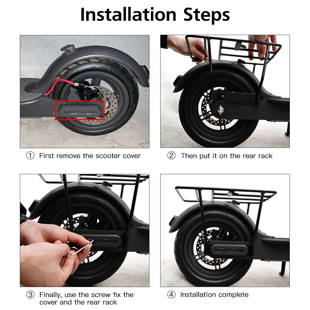 Electric Scooter Rear Rack Solid Bearing Scooter Luggage Cargo Rack Solid Steel Carrier Rack Replacement for Xiaomi M365 1S Pro