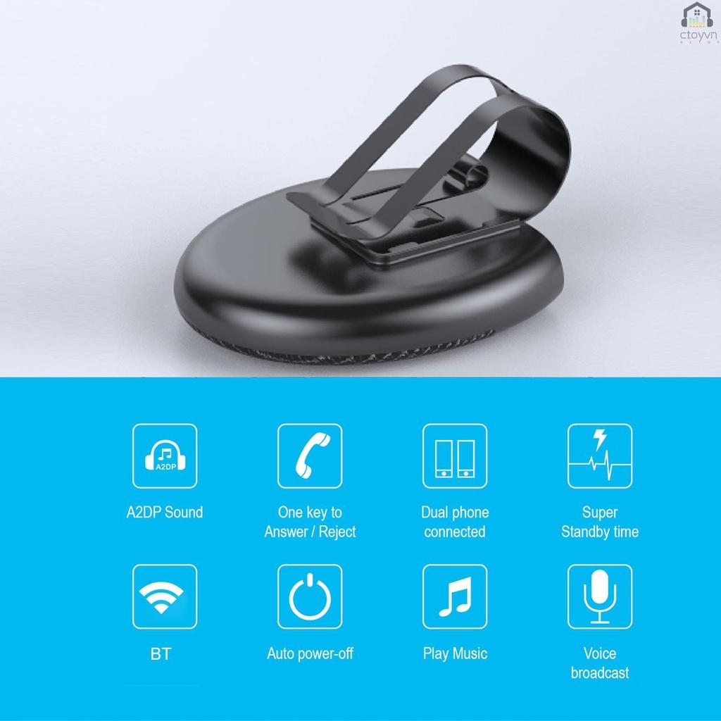 Loa bluetooth không dây có kẹp gắn xe hơi hỗ trợ gọi điện thoại rảnh tay rõ ràng và phụ kiện