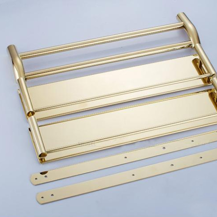 Kệ Giá Treo Khăn Nhà Tắm 3 tầng kèm khay inox mạ vàng PNK002