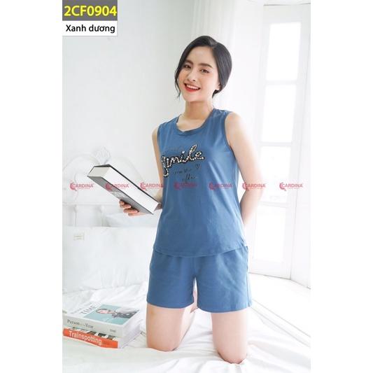 Đồ bộ nữ CARDINA chất cotton Nhật cao cấp quần đùi áo sát nách co giãn 4 chiều thoáng mát 2CF09