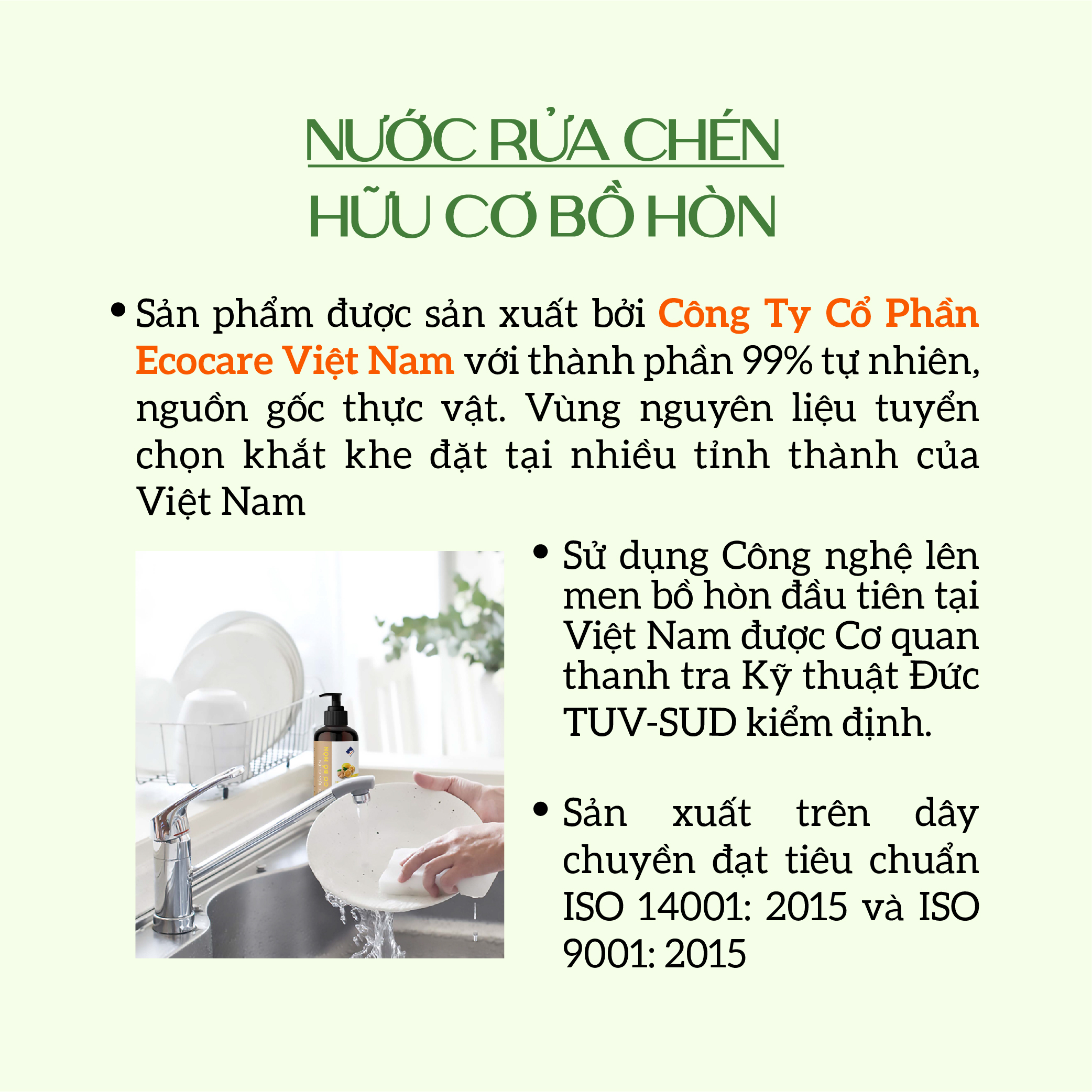 Nước Rửa Chén Hữu Cơ Bồ Hòn Và Tinh Dầu Chanh Gừng 500ml Bảo Vệ Da Tay, An Toàn Cho Bé