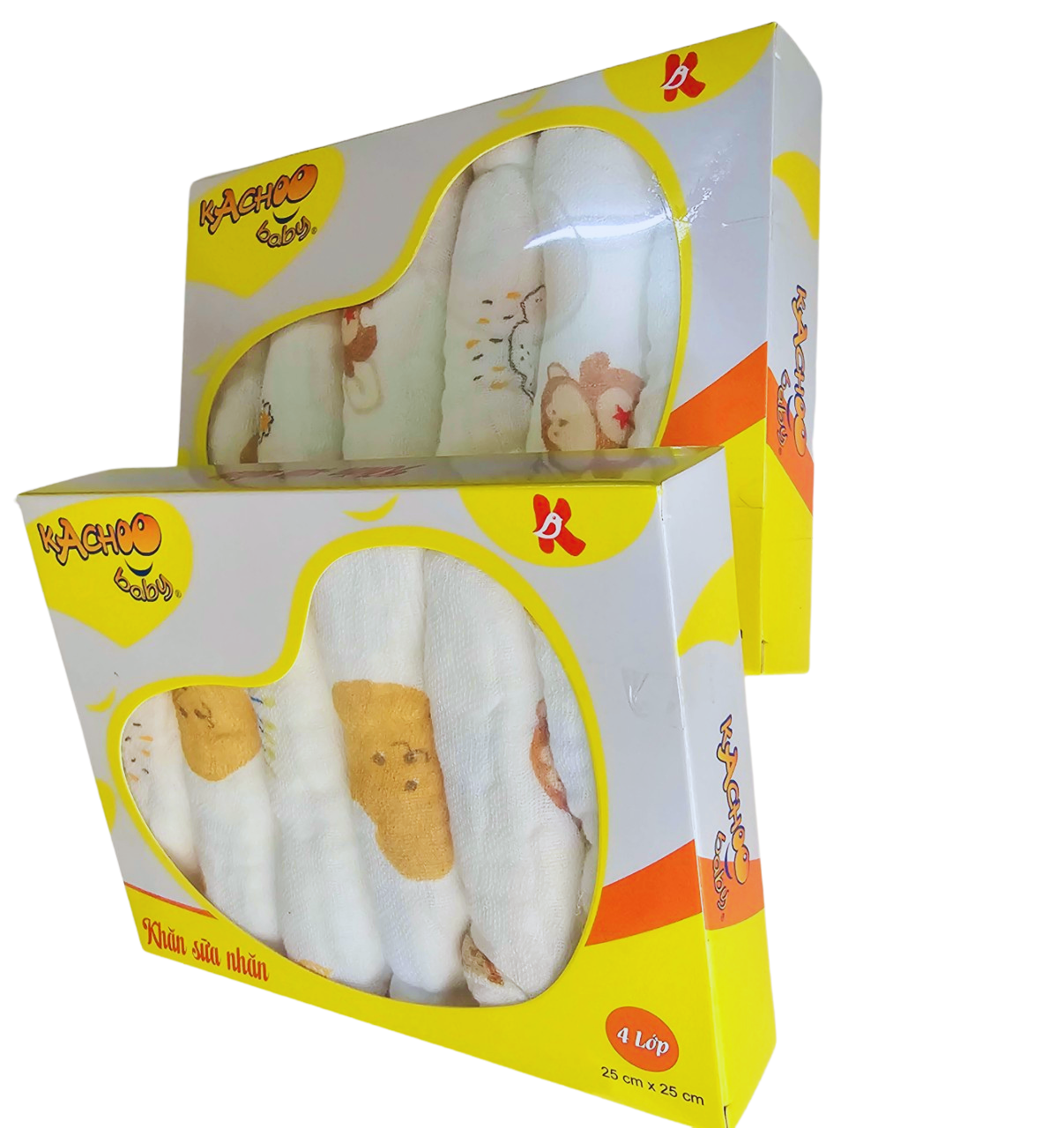 Hộp 6 khăn sữa nhăn cotton  4 lớp 25 cm x 25 cm mềm mịn, dày, thấm hút tốt dành cho bé
