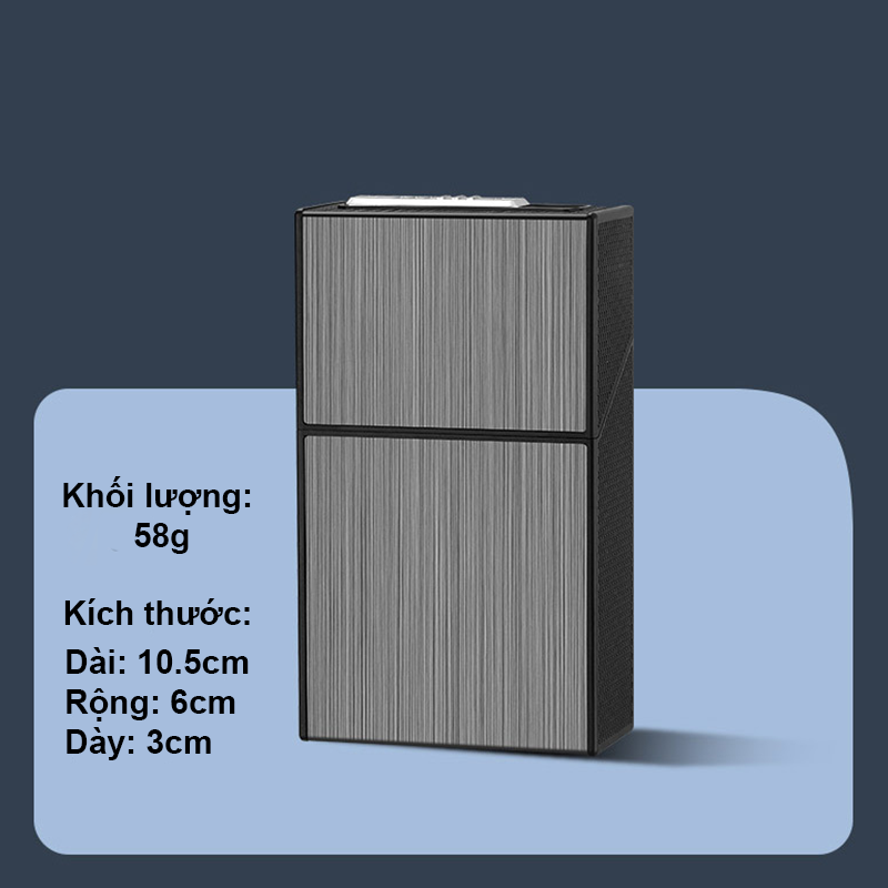 Bật Lửa Điện Kiêm Hộp Đựng Thuốc 20 Điếu Lớn Ngắn HB207 - Sạc Điện