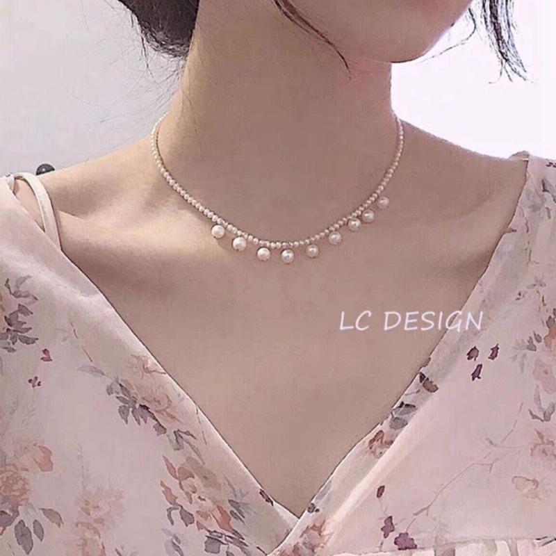 N379 dây chuyền choker vòng cổ hạt Ngọc kiểu dáng xinh xắn cho nữ
