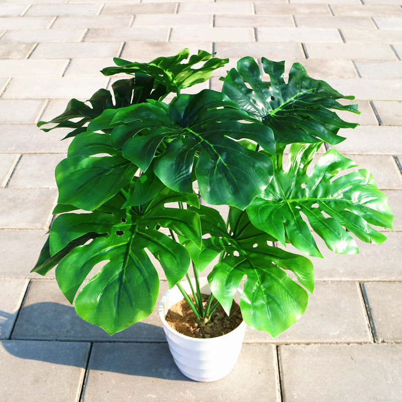 Cây hoa giả hoa nhựa monstera bonsai MeeFlower