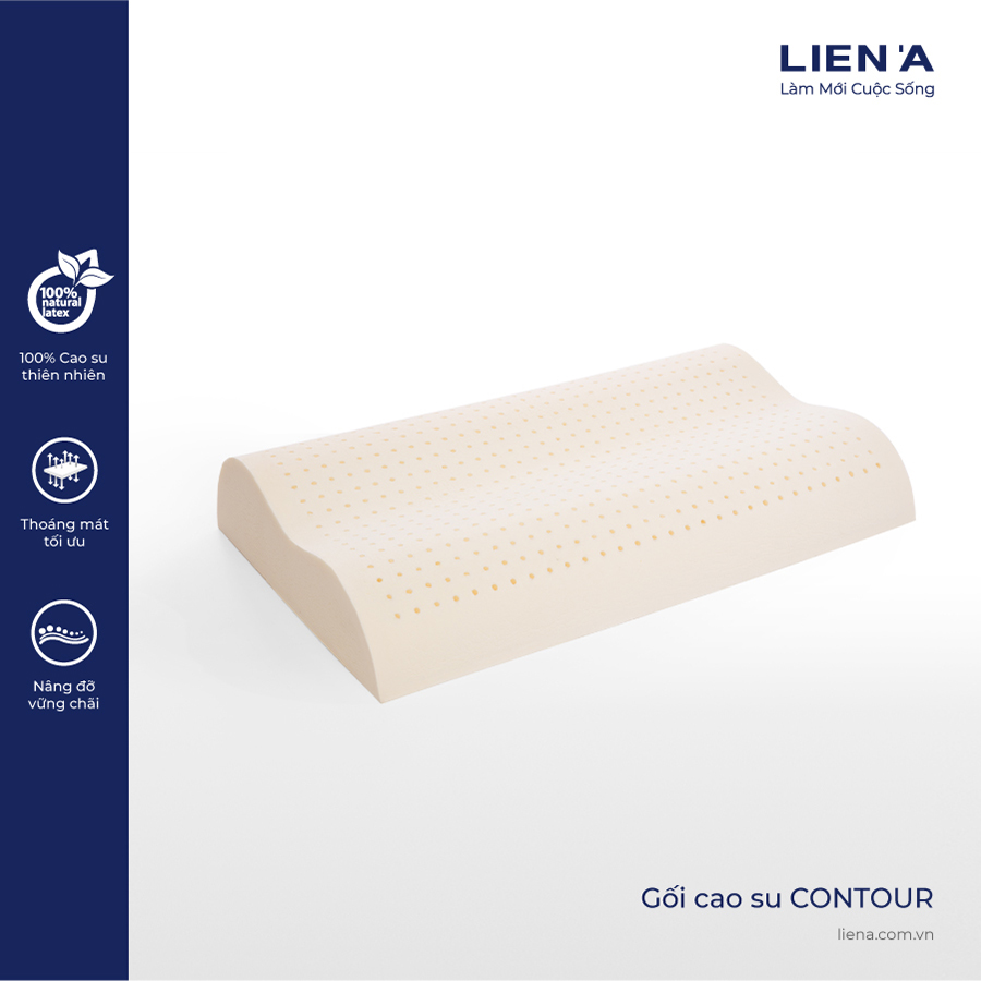 Gối Cao Su Liên Á Contour LAGC3050 (30 x 50 cm) - Trắng