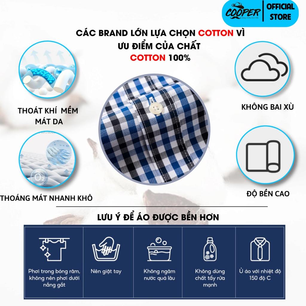 Áo sơ mi nam dài tay họa tiết caro cao cấp chất cotton thấm hút mồ hôi tốt mềm mại form regular