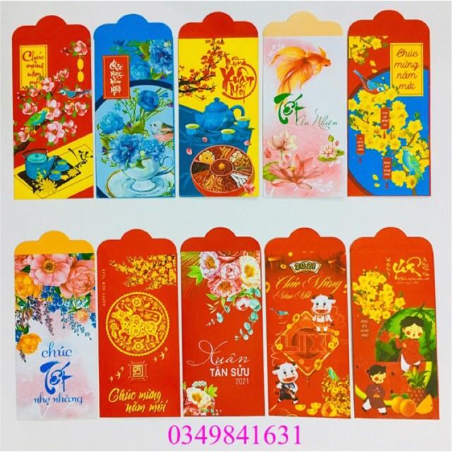 Sỉ 100 bao lì xì nóng nhất tết tân sửu 2021 được chọn cái tặng kèm túi ninong giấy in đẹp cái một