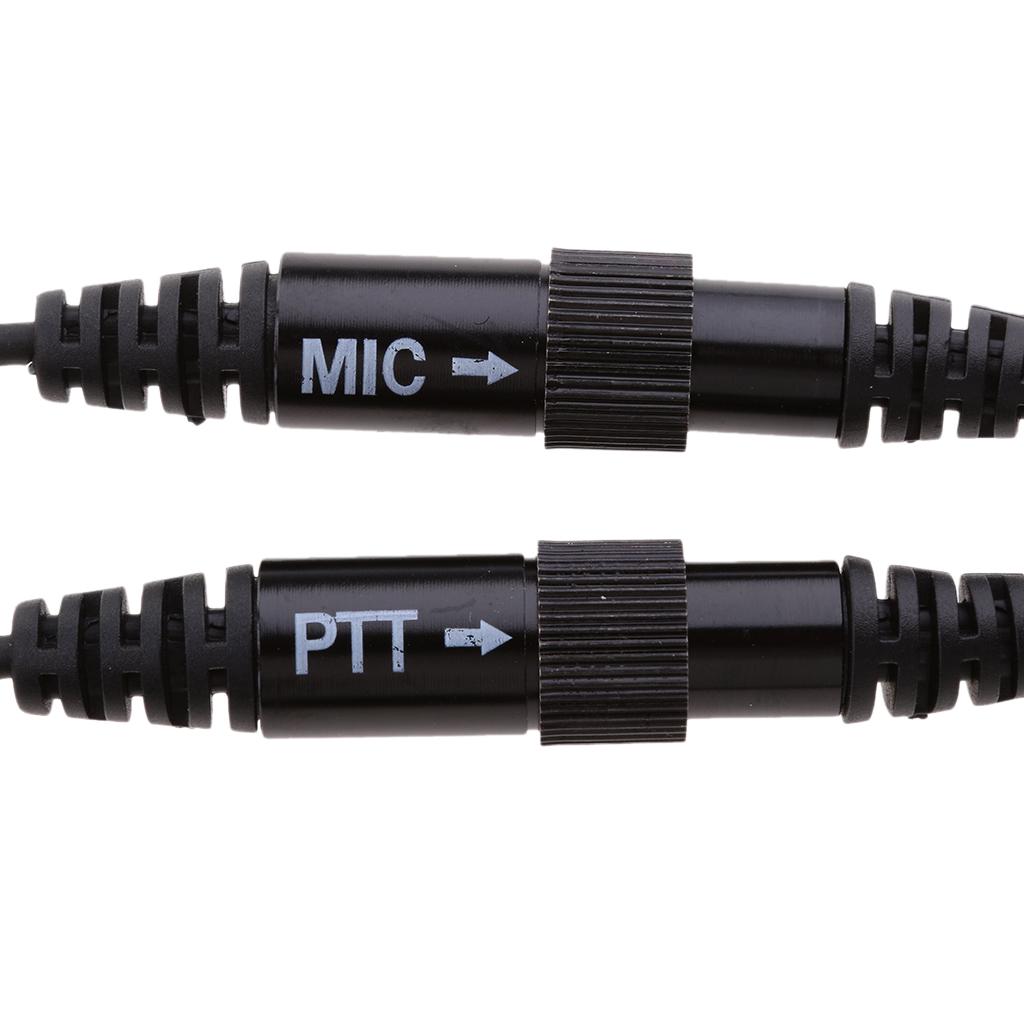 2 PIN Motorcycle Bike Headset Earpiece Mic PPT for Kenwood BaoFeng WouXun PuXing Linton Two Way Radio Walkie Talkie - Black