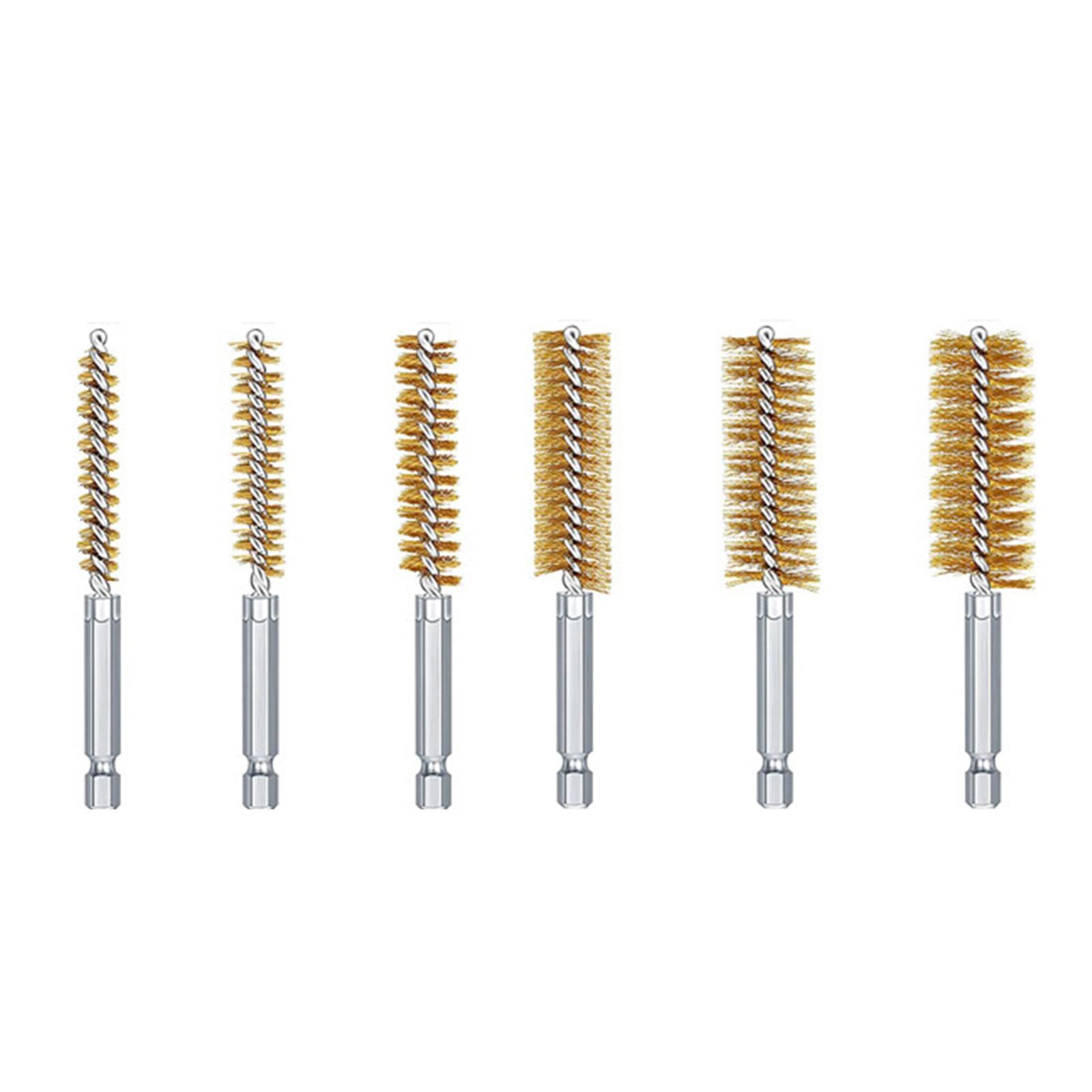 Bore Cleaning Brush 8-19mm Hex Shank Brush Twisted Wire Drill Brush for Electric Impact Drill 6PCS Cleaning Brush