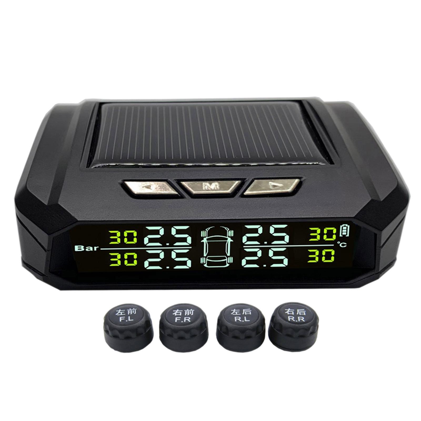 Tire Pressure System Solar USB LCD Display External Sensors