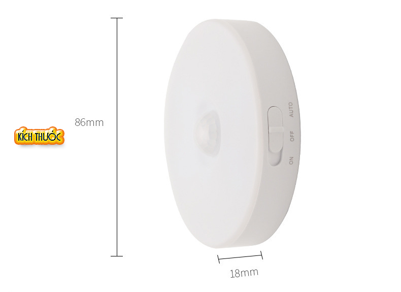 Đèn LED cảm ứng thông minh không dây, Pin sạc, có nam châm gắn tường cho phòng ngủ, nhà vệ sinh tủ quần áo - DH2011