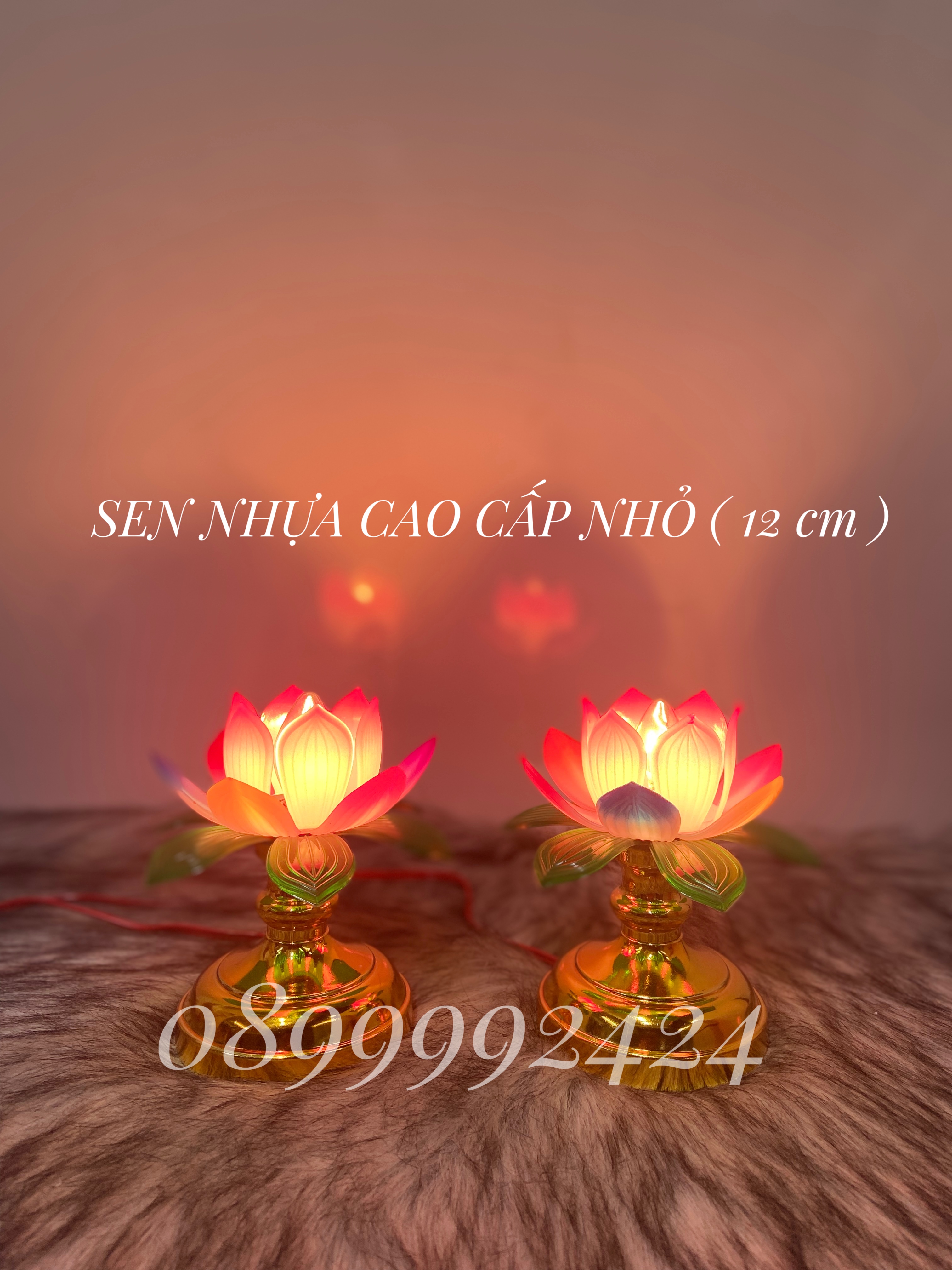 ĐÈN THỜ CAO CẤP SEN NHỰA NHỎ 1 CẶP