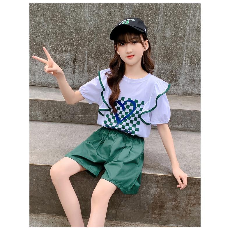 VL54 Size130-170 (22-45kg) Set bộ bé gái (áo+quần vải thô Hàn Quốc) Thời trang trẻ Em hàng quảng châu