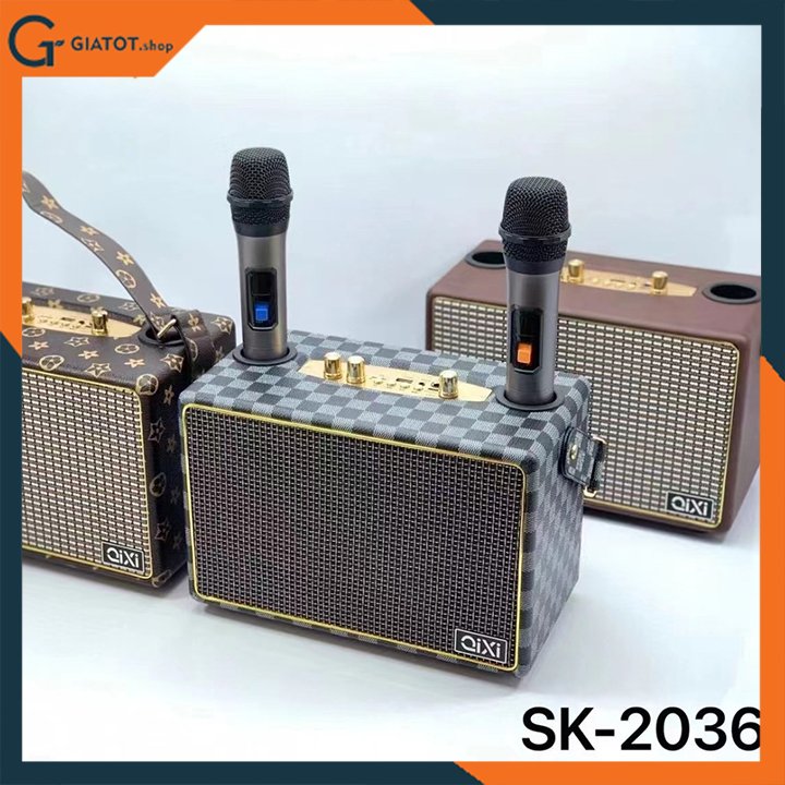 Loa bluetooth QiXi SK-2036 kèm 2 micro karaoke