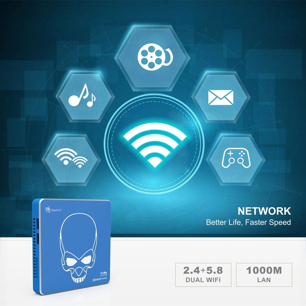 TV Box Beelink GT King Pro Ram 4GB, Rom 64GB, điều khiển giọng nói và cử chỉ android 9 Hi-Fi Lossless Sound 4K TV Box with Dolby Audio DTS Listen,Amlogic S922X-H 4GB RAM 64GB ROM Android 9.0,Support 4K 60fps Resolution/BT 4.1/Dual-Band WiFi 2.4G+5.8G - Hà